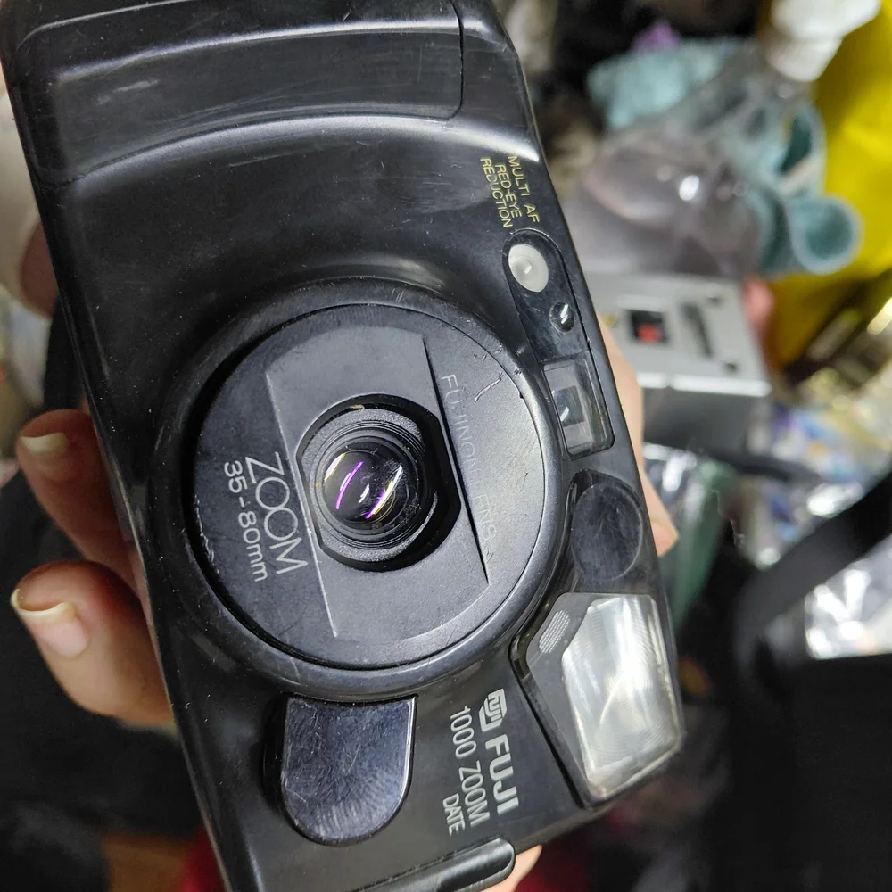 Fuji Discovery 1000 Zoom Date 35mm film camera. With Bag, Film, Film CleaninTool